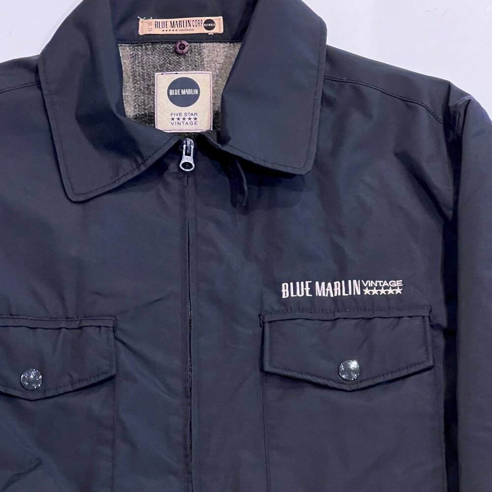 Blue Marlin Five Star Vintage Navy Zip-up Lined Jacket - Size Large